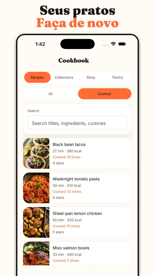 Seu livro de receitas. Cozinhe de novo.
