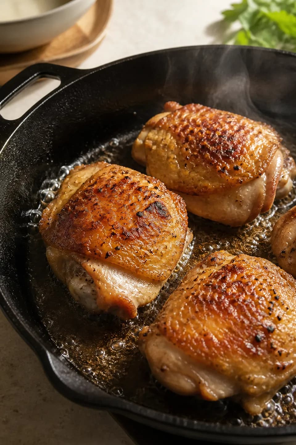 Passaggio della ricetta: pollo che rosola in padella