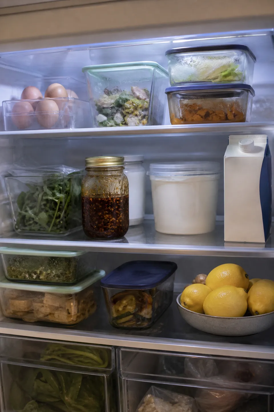 Ripiano del frigo aperto usato come foto di dispensa